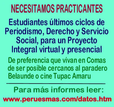 practicas, estudiantes peruanos,, Comas, Lima Peru, periodismo, derecho, sociologia, etc.